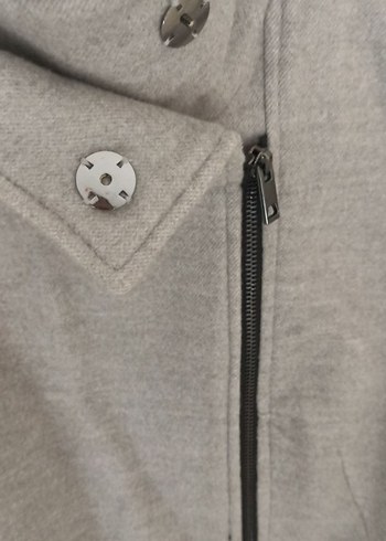 Bershka 
Gri Fermuarlı Kadın Midi Ceket - Görsel 3