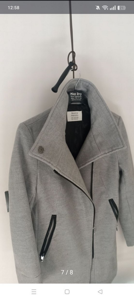 Bershka 
Gri Fermuarlı Kadın Midi Ceket - Görsel 2