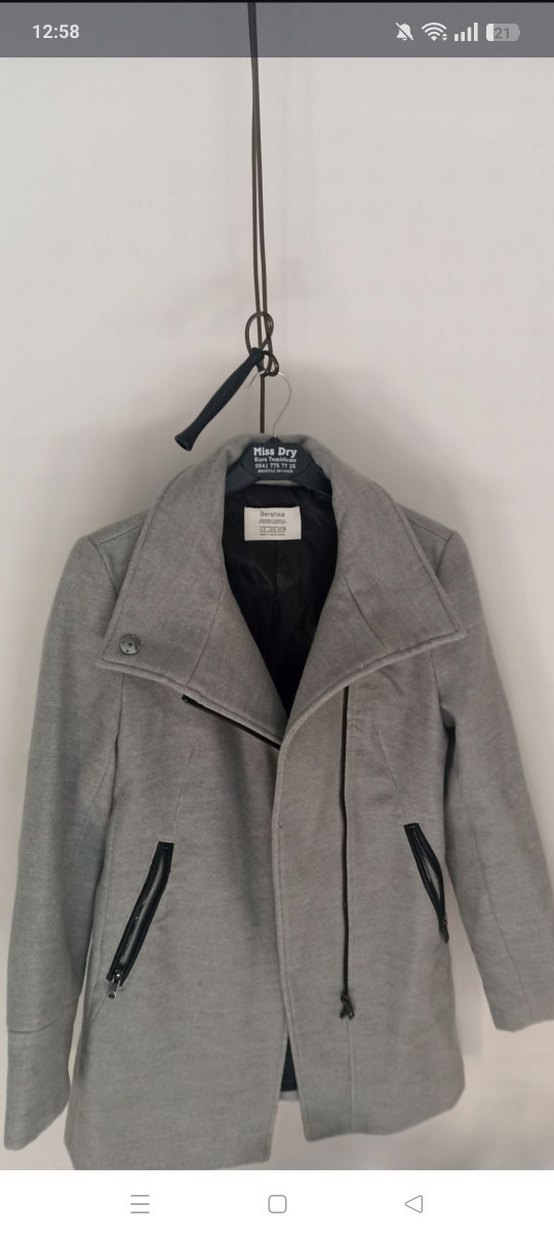 Bershka 
Gri Fermuarlı Kadın Midi Ceket - Görsel 5