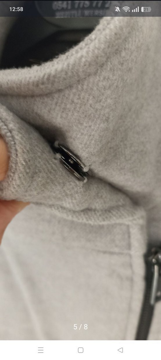 Bershka 
Gri Fermuarlı Kadın Midi Ceket - Görsel 4