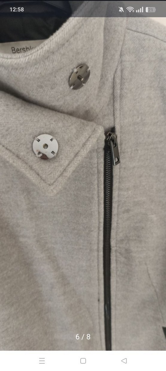 Bershka 
Gri Fermuarlı Kadın Midi Ceket - Görsel 3