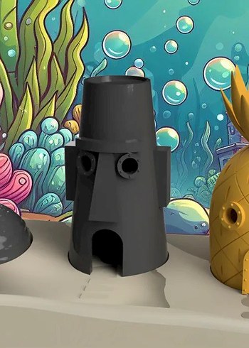 Siyah SpongeBob Figür Ev Modeli