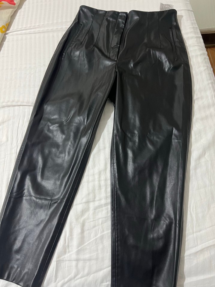 ZARA Siyah Deri  Pantolon - Görsel 3