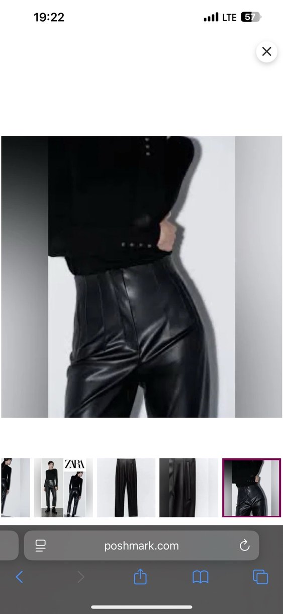 ZARA Siyah Deri  Pantolon - Görsel 2