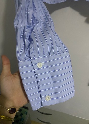 Crop mavi gömlek - Görsel 3