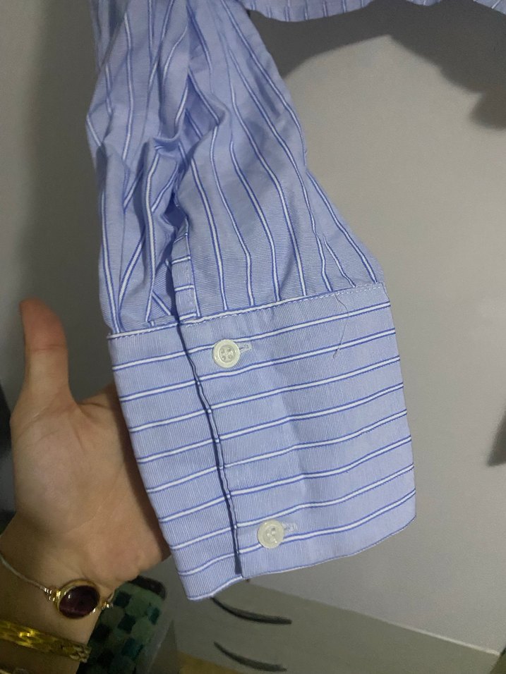 Crop mavi gömlek - Görsel 3