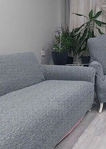 Gri Modern Düz Desenli Koltuk Kılıfı - Görsel 3