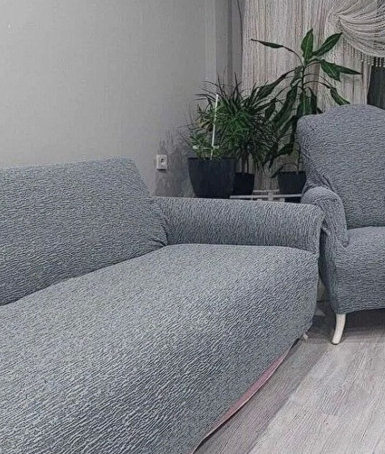 Gri Modern Düz Desenli Koltuk Kılıfı - Görsel 3