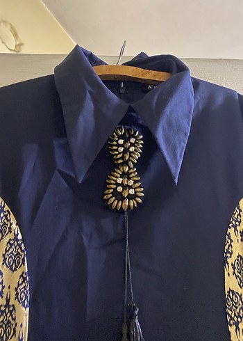 Mavi Desenli Uzun Kadın Elbise - Görsel 2