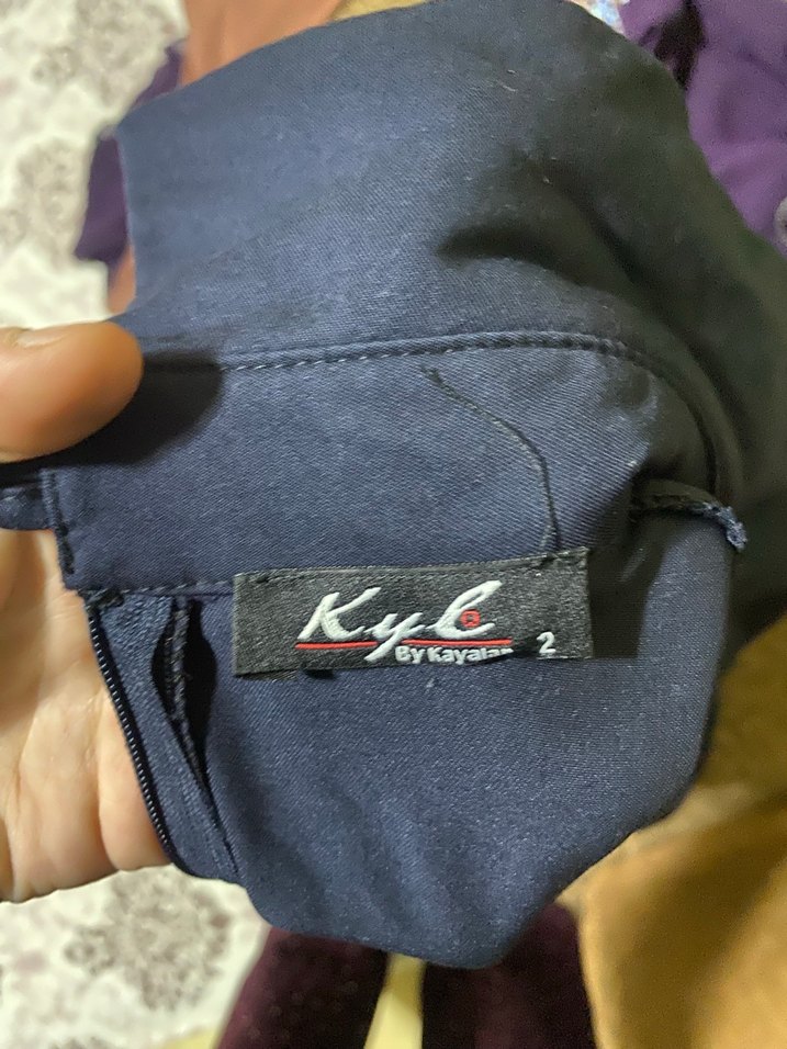 Mavi Desenli Uzun Kadın Elbise - Görsel 3