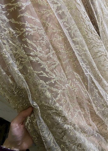 Bej Uzun Kollu Drapeli Kadın Elbise - Görsel 3