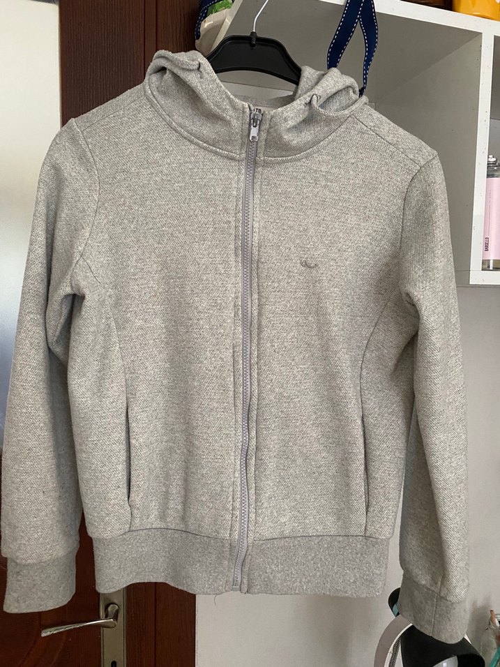 Gri Kapüşonlu Fermuarlı Kadın Sweatshirt - Görsel 2