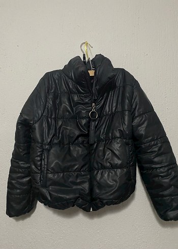 Siyah Deri Düğmeli Kadın Ceket - Görsel 2