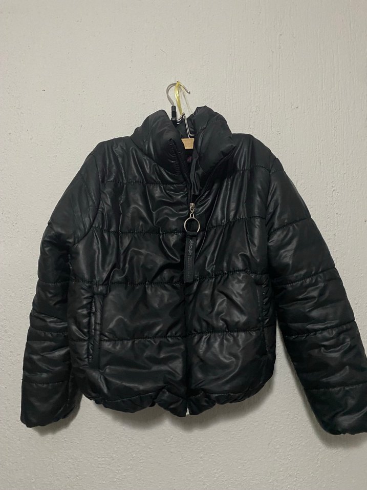 Siyah Deri Düğmeli Kadın Ceket - Görsel 2