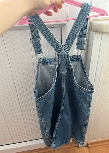 8 Yaş Beden mavi Renk Düğmeli Mavi Denim Midi Salopet HM ÇOCUK
