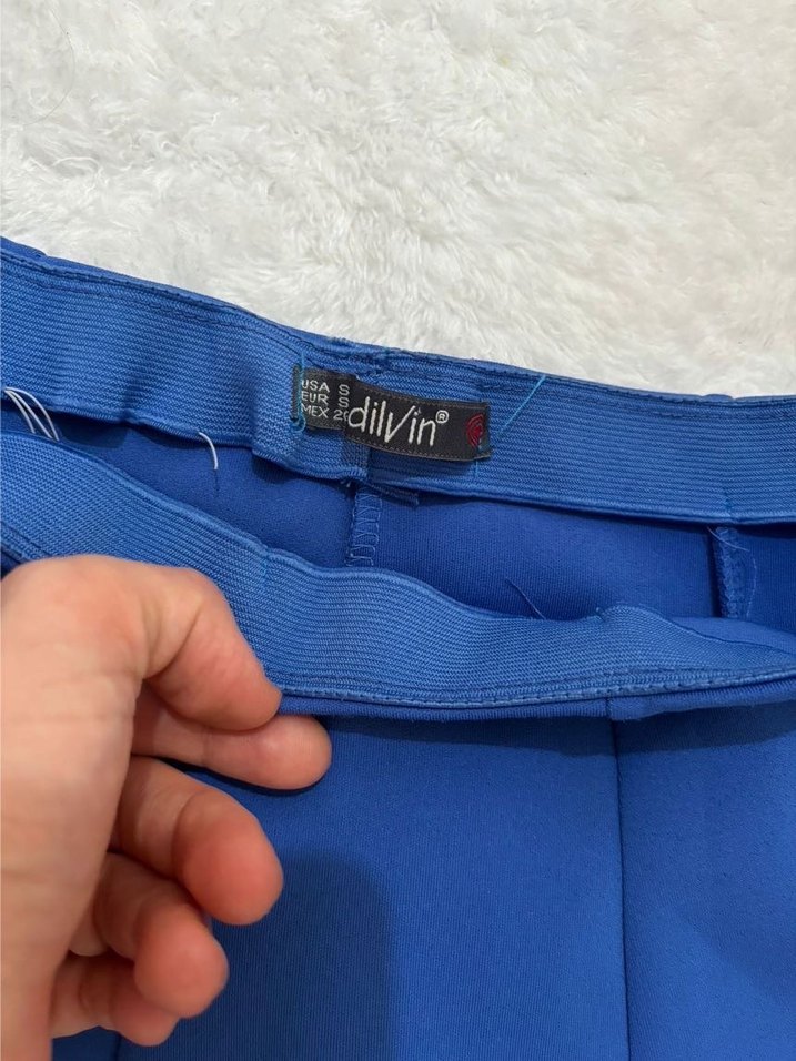 Mavi Mini Etek, Fırfırlı, Salaş Kesim DİLVİN - Görsel 2