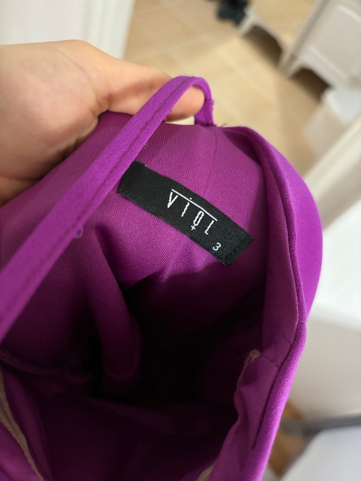 Mor İnce Askılı Elbise - Görsel 4