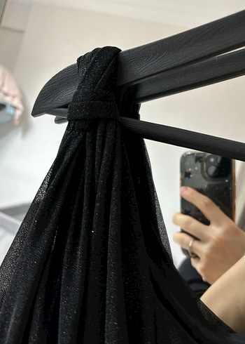 Uzun Siyah Drapeli Straplez Abiye Elbise - Görsel 5