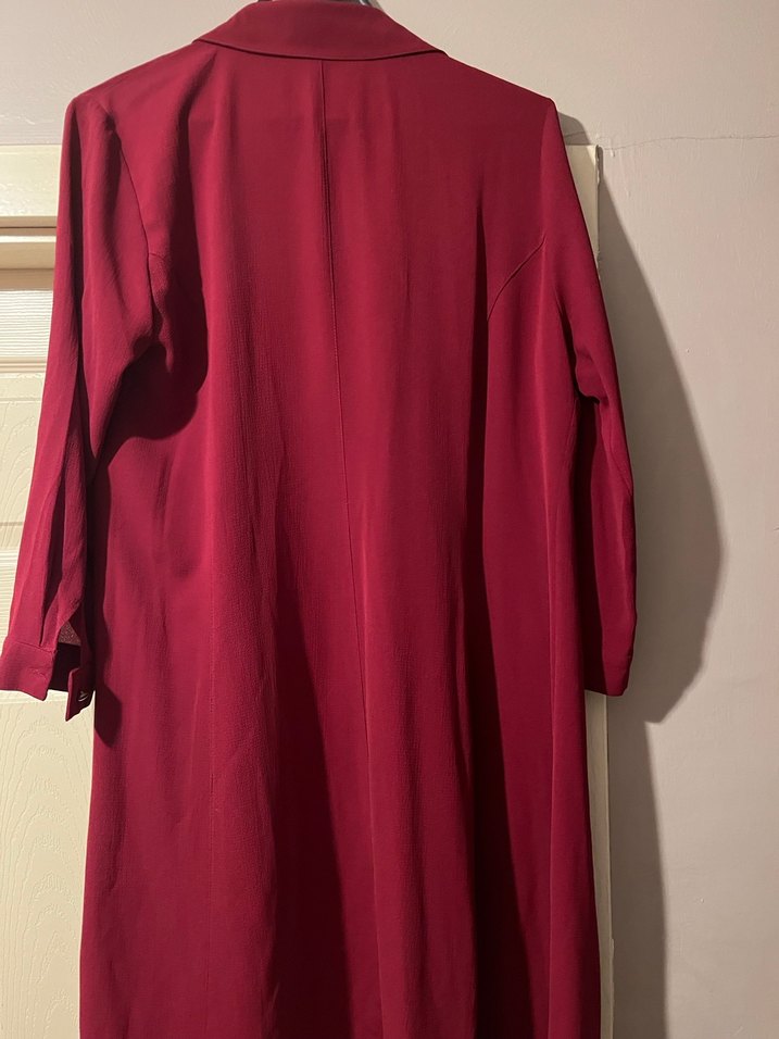 Bordo Uzun Gömlek Elbise - Görsel 2