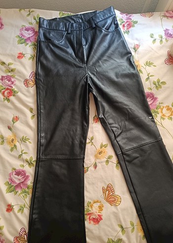 Siyah Deri Biker Pantolon