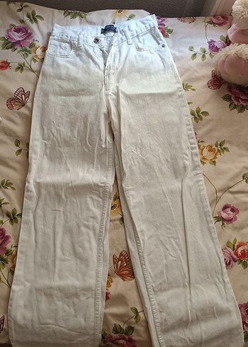Diğer Beyaz Loose Fit Street Wear Kot Pantolon
