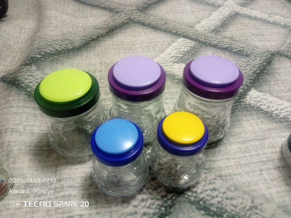 Renkli Kapaklı Cam Saklama Kavanozları - Görsel 2