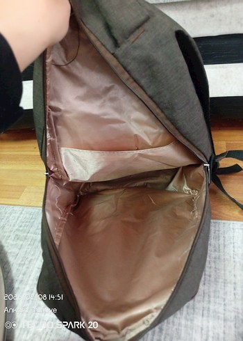 Gri Kahverengi Baskılı Fermuarlı Sırt Çantası - Görsel 8