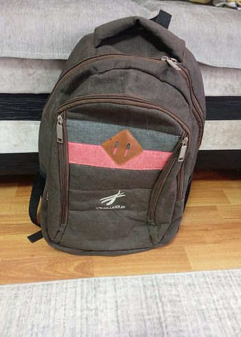 Gri Kahverengi Baskılı Fermuarlı Sırt Çantası - Görsel 7