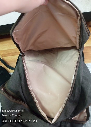 Gri Kahverengi Baskılı Fermuarlı Sırt Çantası - Görsel 5