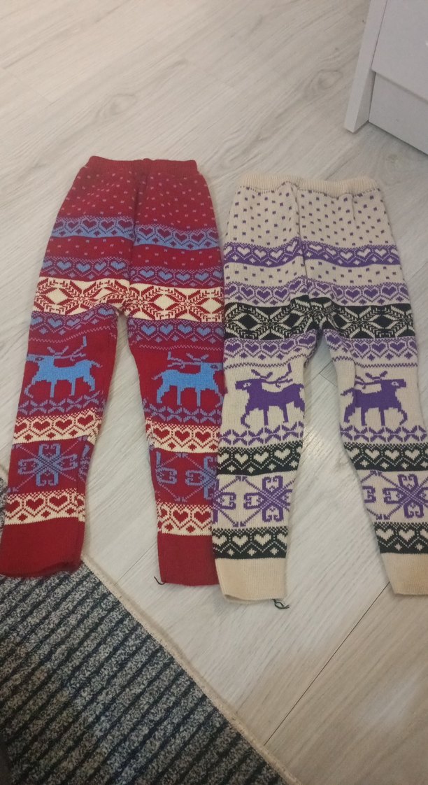 Renkli Nakışlı Kız Triko Tayt - Görsel 3