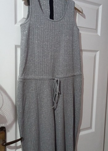 Gri Kadın Triko Uzun Tulum - Görsel 2