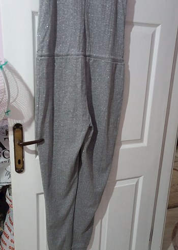 Gri Kadın Triko Uzun Tulum - Görsel 5