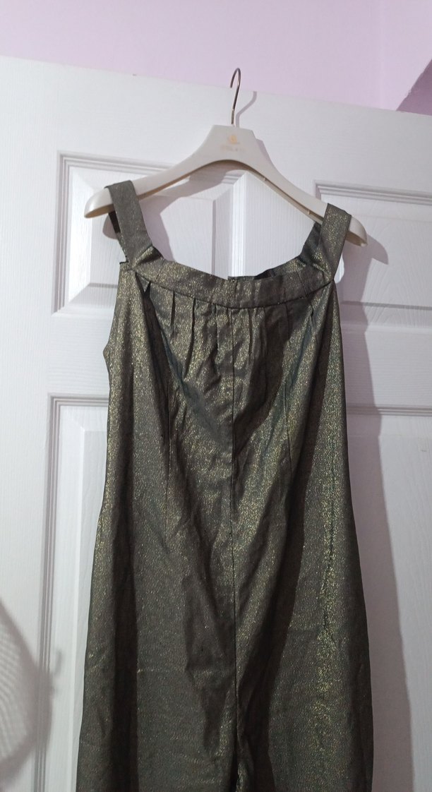 Gri Keten Drapeli Uzun Tulum - Görsel 2