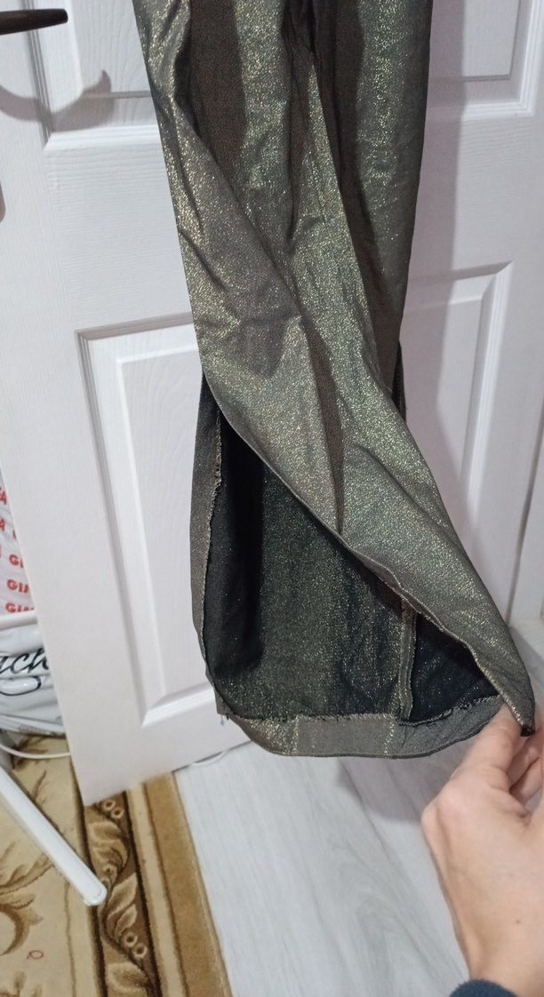 Gri Keten Drapeli Uzun Tulum - Görsel 3