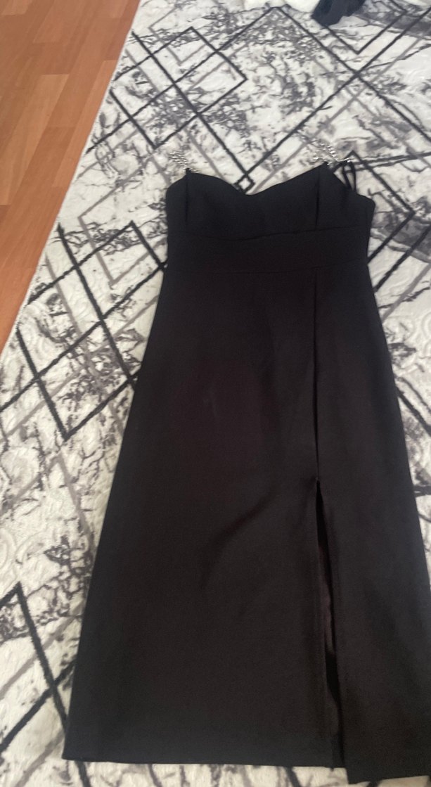 Siyah Uzun Straplez Gotik Elbise - Görsel 2