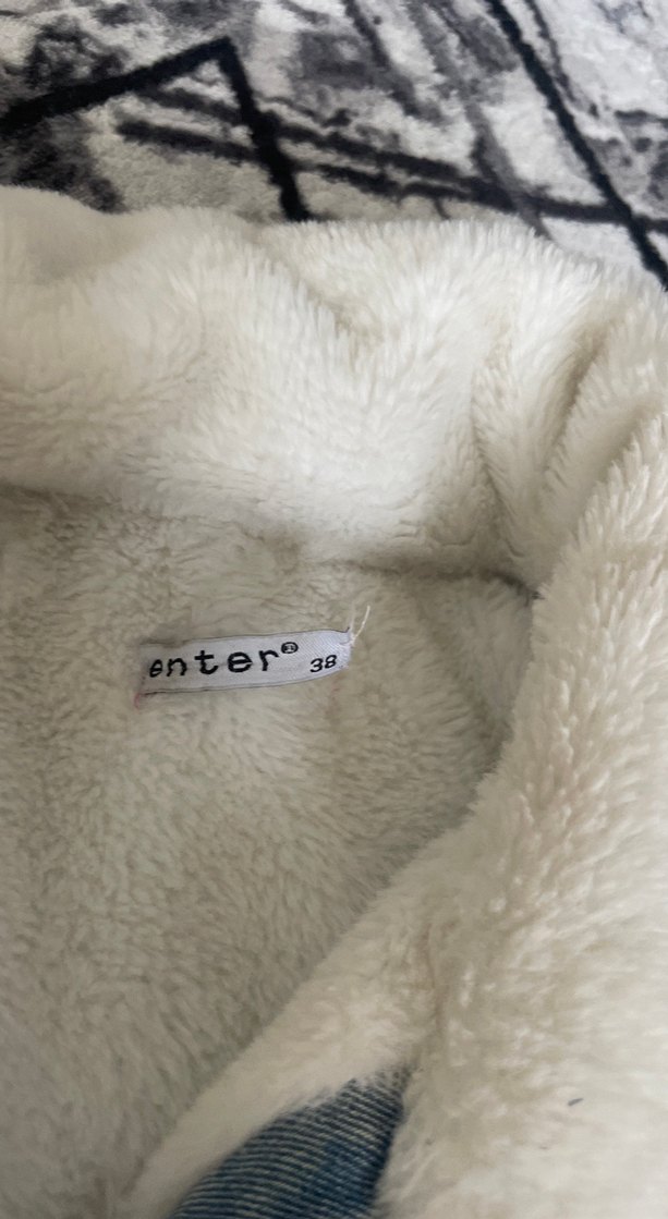 Gri Kadın Denim Ceket, Kürklü, Salaş - Görsel 4