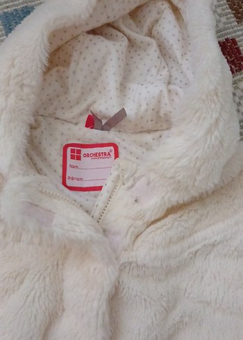 Kız Çocuk Beyaz Kürk Detaylı Kapüşonlu Panço - Görsel 3