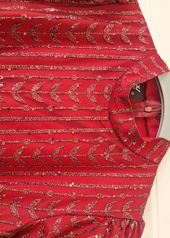 Bordo  Kadın simli abiye - Görsel 6