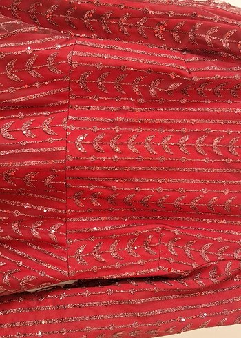 Bordo  Kadın simli abiye - Görsel 5