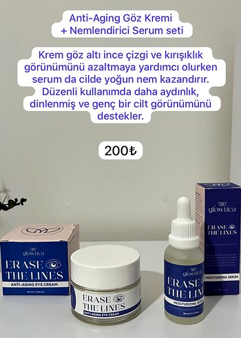 Glowtica Kırışıklık Karşıtı Göz Kremi ve Nemlendirici 
Serum set - Görsel 2