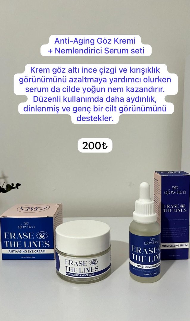 Glowtica Kırışıklık Karşıtı Göz Kremi ve Nemlendirici 
Serum set - Görsel 2