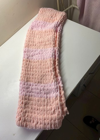 Pembe el örgüsü atkı - Görsel 4