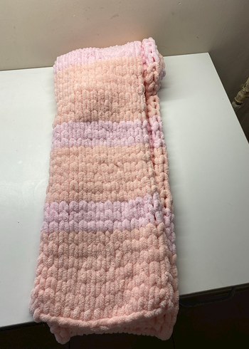 Pembe el örgüsü atkı - Görsel 3