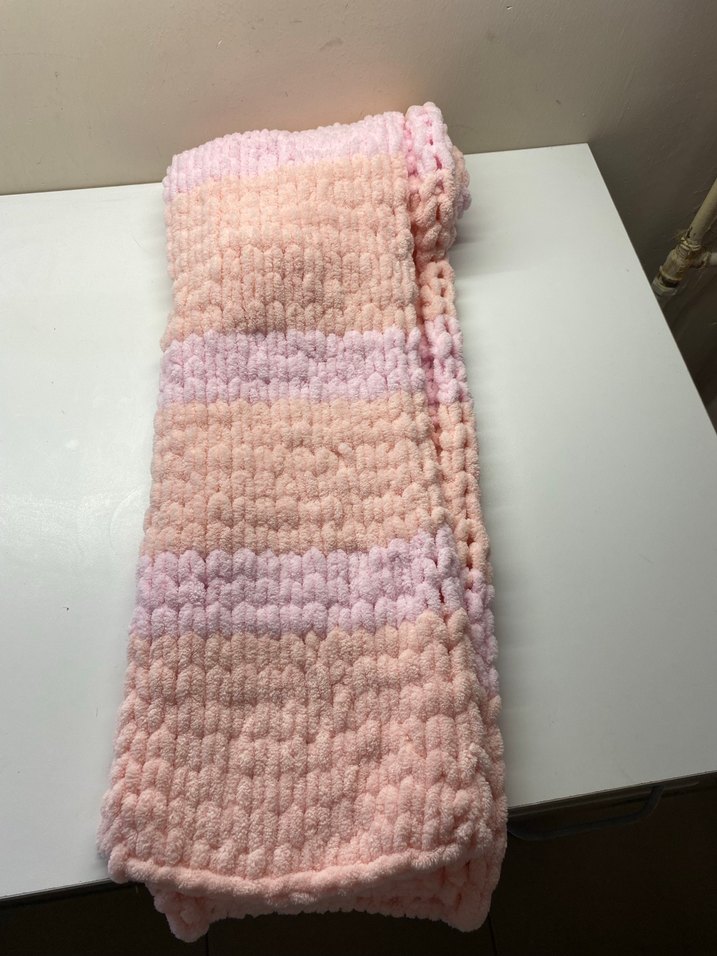 Pembe el örgüsü atkı - Görsel 3