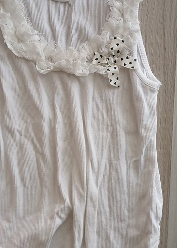 Düğmeli Beyaz Kız Çocuk Kısa Kollu Tişört - Görsel 4