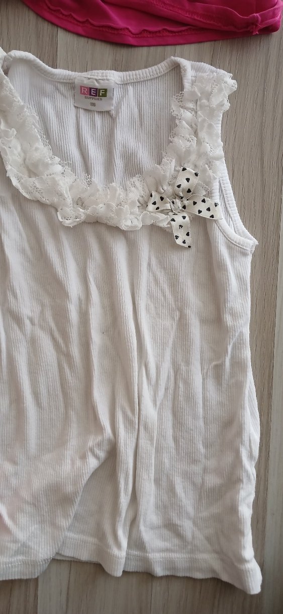 Düğmeli Beyaz Kız Çocuk Kısa Kollu Tişört - Görsel 4