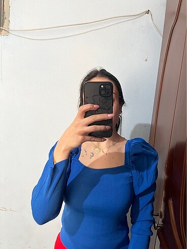 m Beden mavi Renk Saks mavisi balon kol tshirt