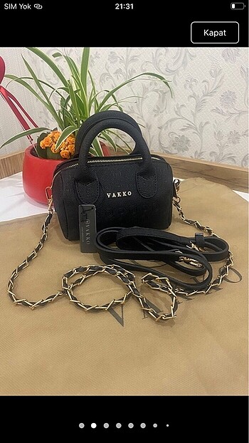 Vakko Vakko zincirli mini speedy çanta