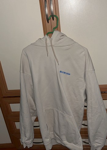 Balenciaga Baskılı Krem Kapüşonlu Sweatshirt - Görsel 2