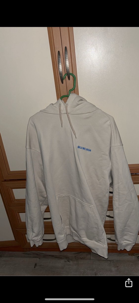 Balenciaga Baskılı Krem Kapüşonlu Sweatshirt - Görsel 2